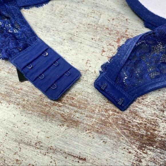 Victoria's Secret blue floral lace perfect coverage bra 34DD - Picture 5 of 6